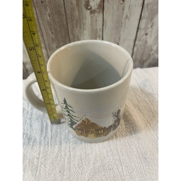 StonEware Coffee Mug Cup Winter Log Cabin Country Collectible Vintage - Picture 5 of 5